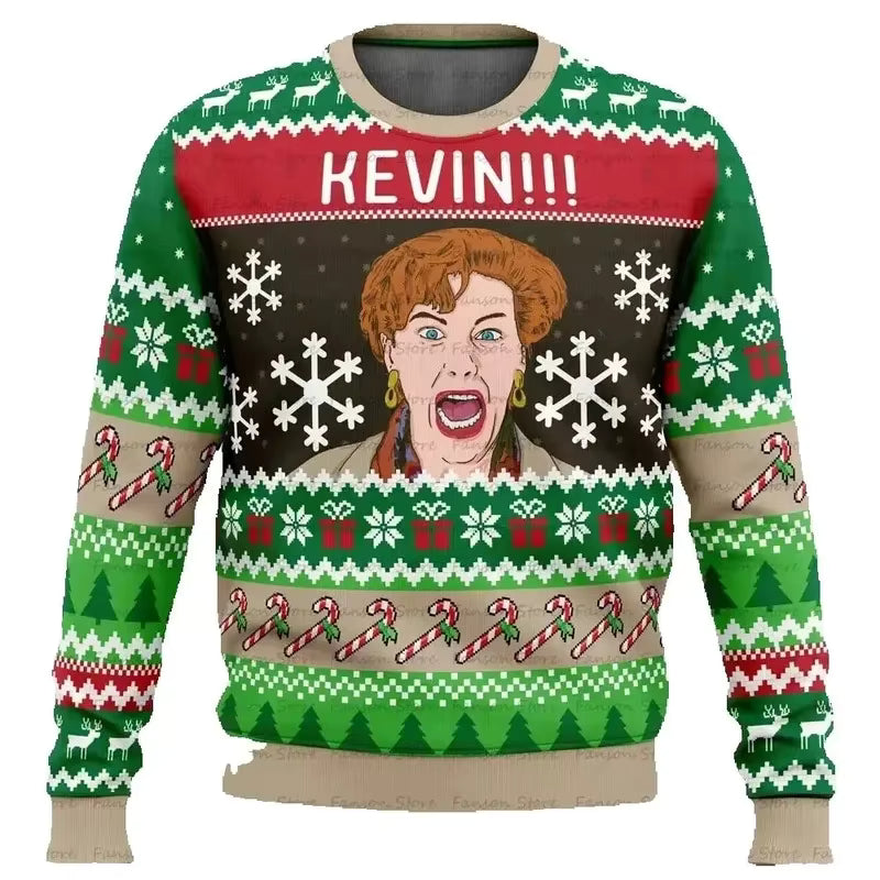 3D Cartoon Christmas Sweater | Men's Polyester Festive Pullover | Warm | Steven & Levon