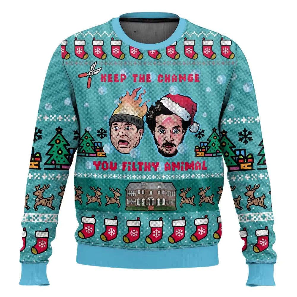 3D Cartoon Christmas Sweater | Men's Polyester Festive Pullover | Warm | Steven & Levon