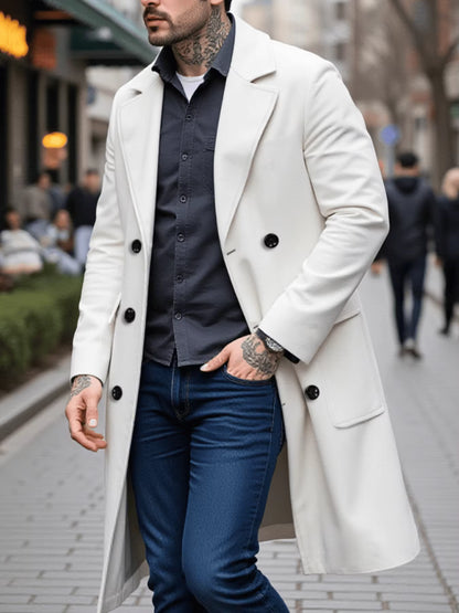Double Breasted Wool Overcoat | Men Peacoat | Thick Lined Warm Solid Winter Jacket | Steven & Levon