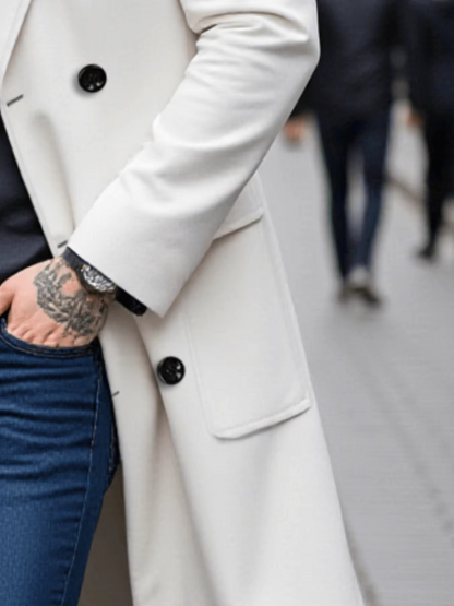 Double Breasted Wool Overcoat | Men Peacoat | Thick Lined Warm Solid Winter Jacket | Steven & Levon