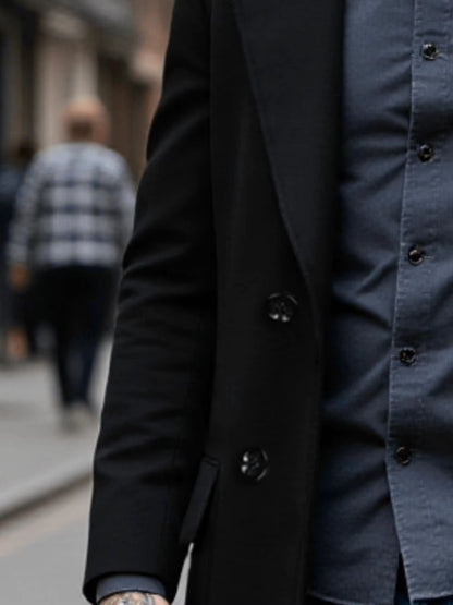 Double Breasted Wool Overcoat | Men Peacoat | Thick Lined Warm Solid Winter Jacket | Steven & Levon