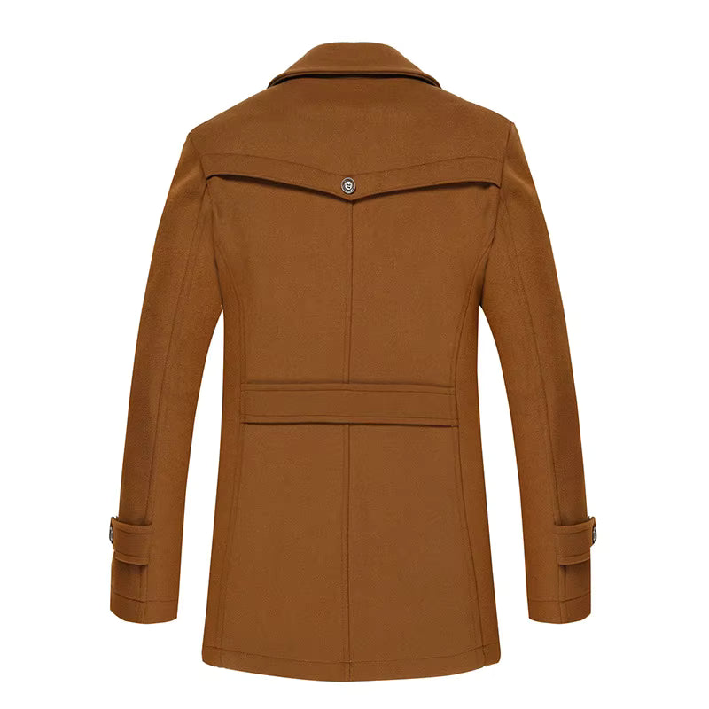 Wool Trench Coat | Men Peacoat | Double Collar Zipper Windproof Winter Outerwear | Steven & Levon