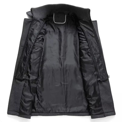 Wool Trench Coat | Men Peacoat | Double Collar Zipper Windproof Winter Outerwear | Steven & Levon