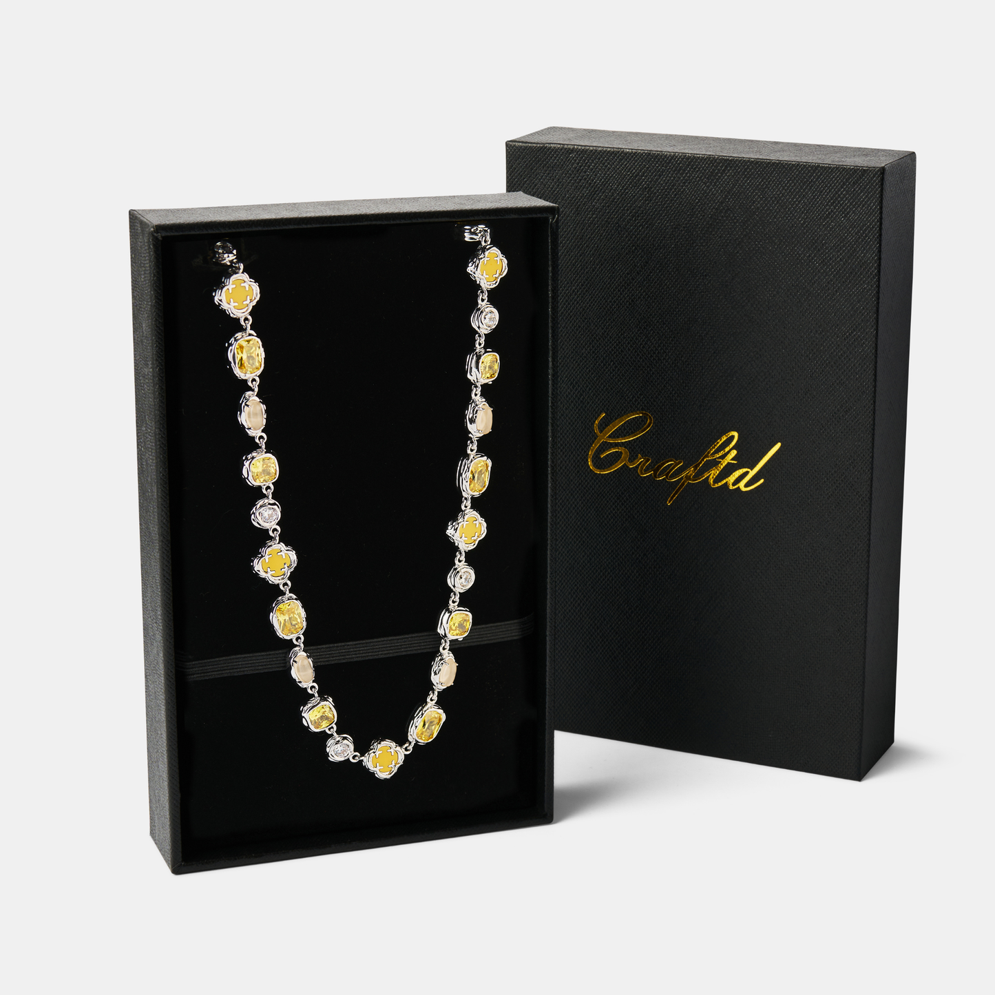 Silver Citrine Necklace | Men | Stainless Steel | Melted Design | Gemstone Detail | Steven & Levon