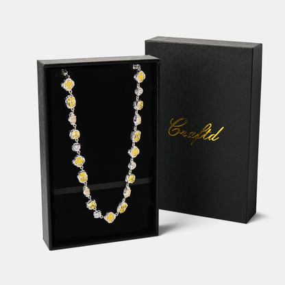 Silver Citrine Necklace | Men | Stainless Steel | Melted Design | Gemstone Detail | Steven & Levon