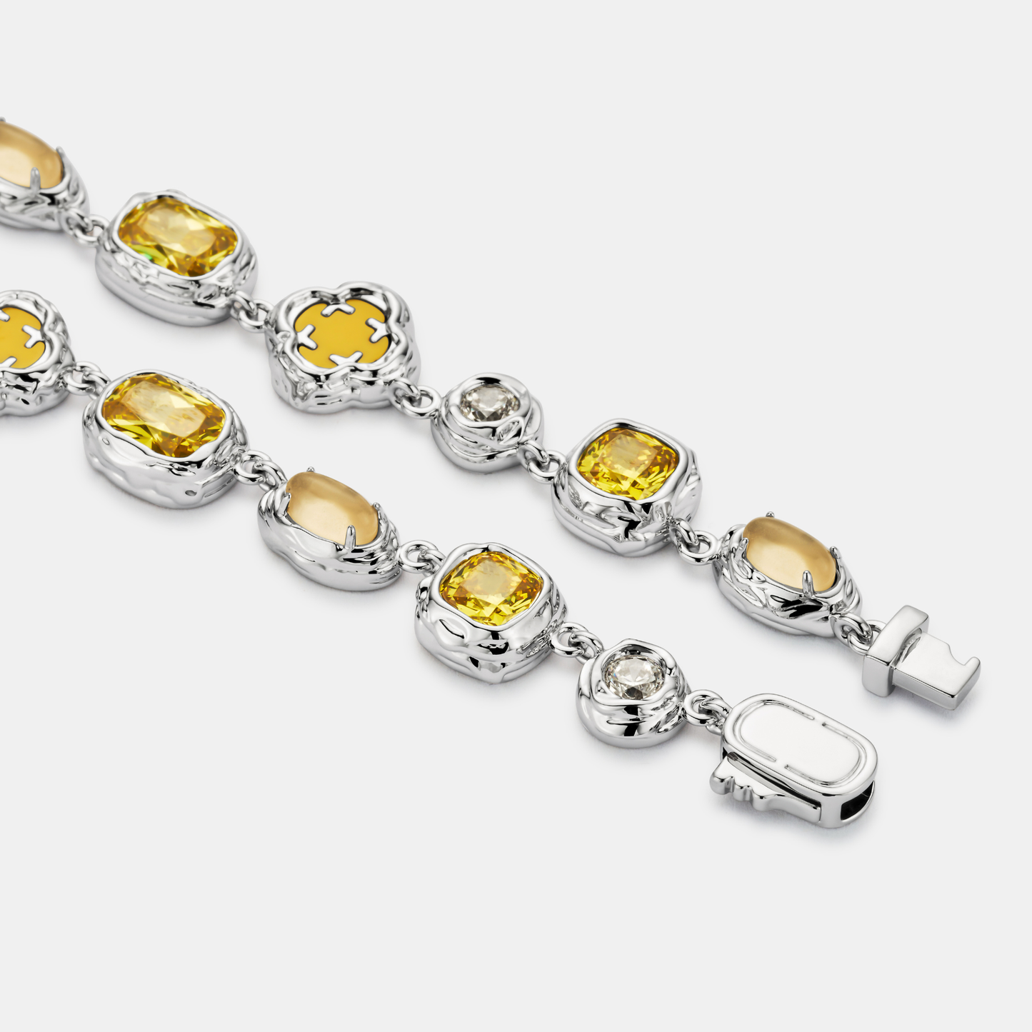 Silver Citrine Necklace | Men | Stainless Steel | Melted Design | Gemstone Detail | Steven & Levon