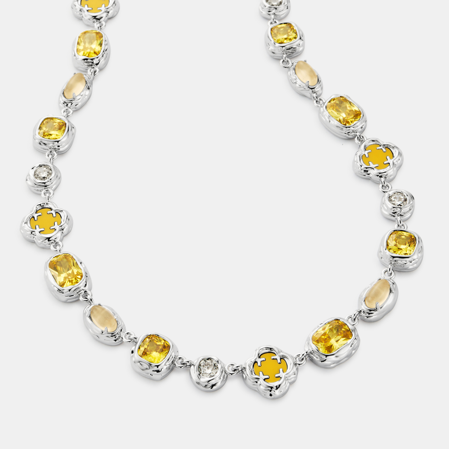 Silver Citrine Necklace | Men | Stainless Steel | Melted Design | Gemstone Detail | Steven & Levon