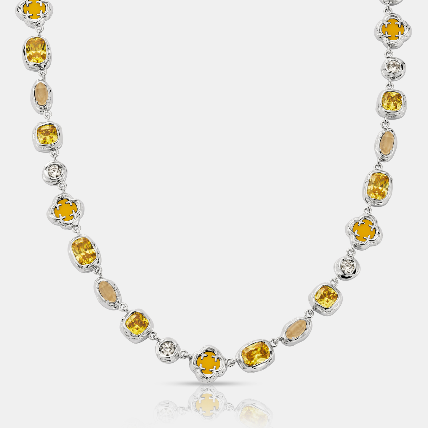 Silver Citrine Necklace | Men | Stainless Steel | Melted Design | Gemstone Detail | Steven & Levon