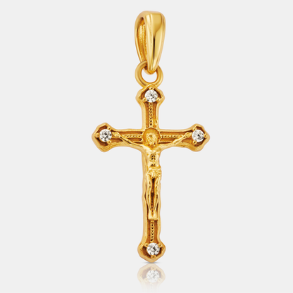 Melted Crucifix Pendant | Men | 18ct Gold Sterling Silver | Religious Design | Statement Necklace | Steven & Levon