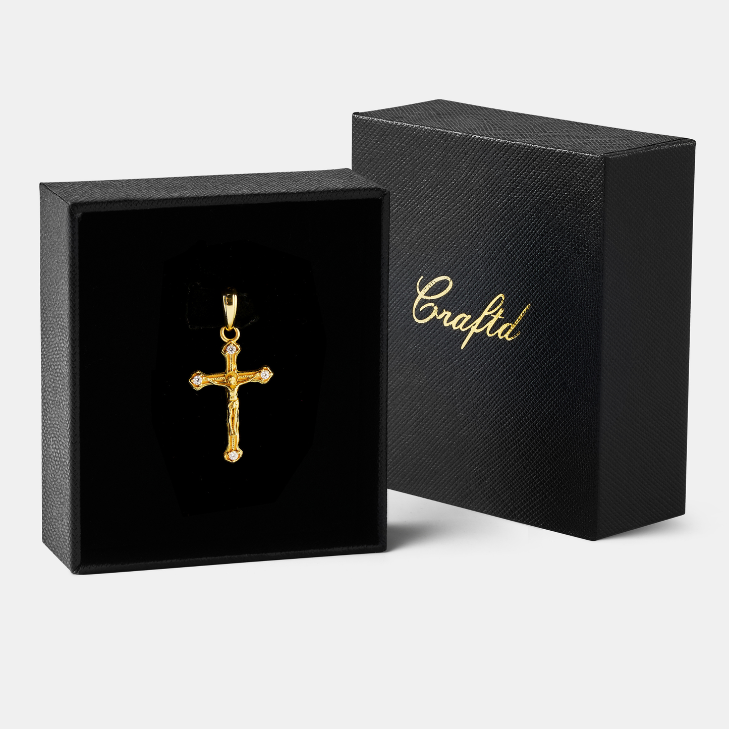 Melted Crucifix Pendant | Men | 18ct Gold Sterling Silver | Religious Design | Statement Necklace | Steven & Levon