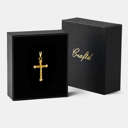 Melted Crucifix Pendant | Men | 18ct Gold Sterling Silver | Religious Design | Statement Necklace | Steven & Levon