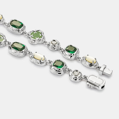 Melted Emerald Bracelet | Men | Stainless Steel | Silver & Gold | Emerald Gemstone | Steven & Levon