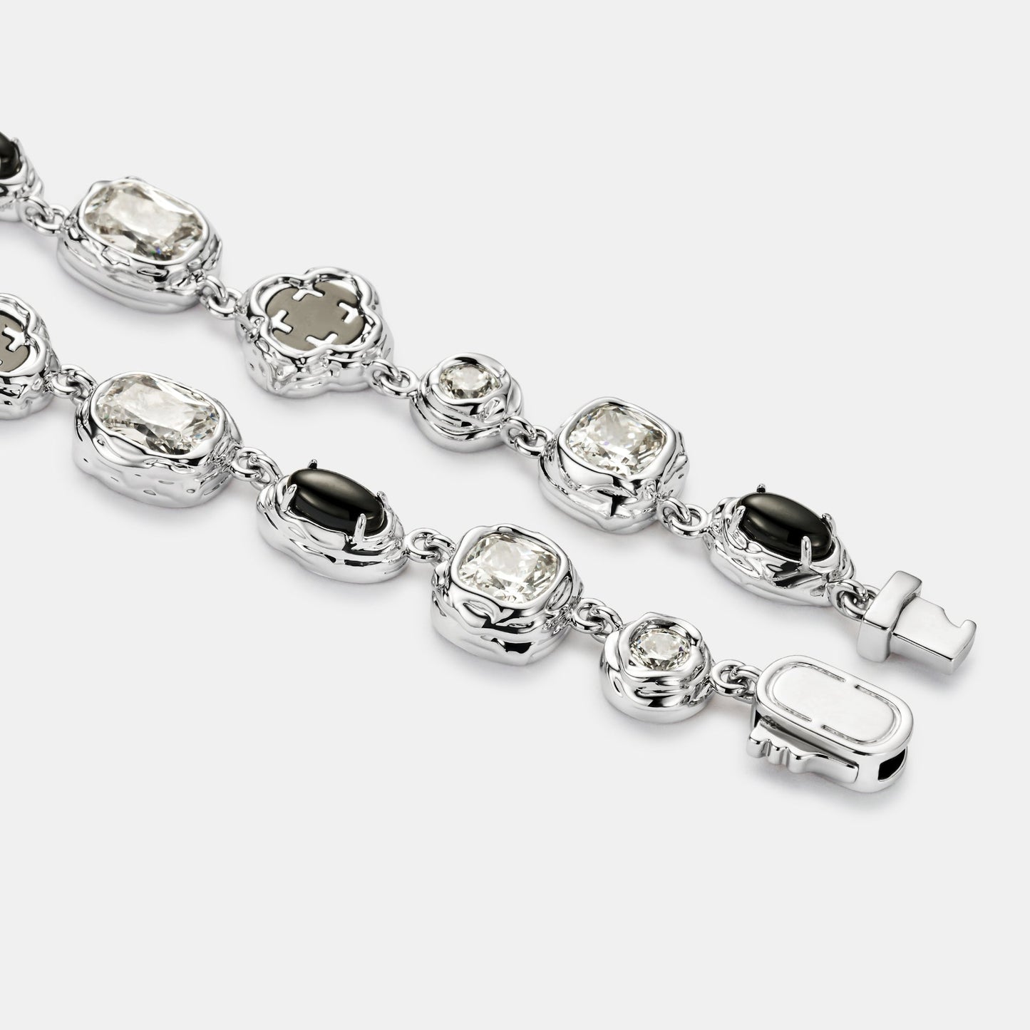Melted Onyx Bracelet | Men | Stainless Steel | Silver & Gold | Onyx Gemstone | Statement | Steven & Levon