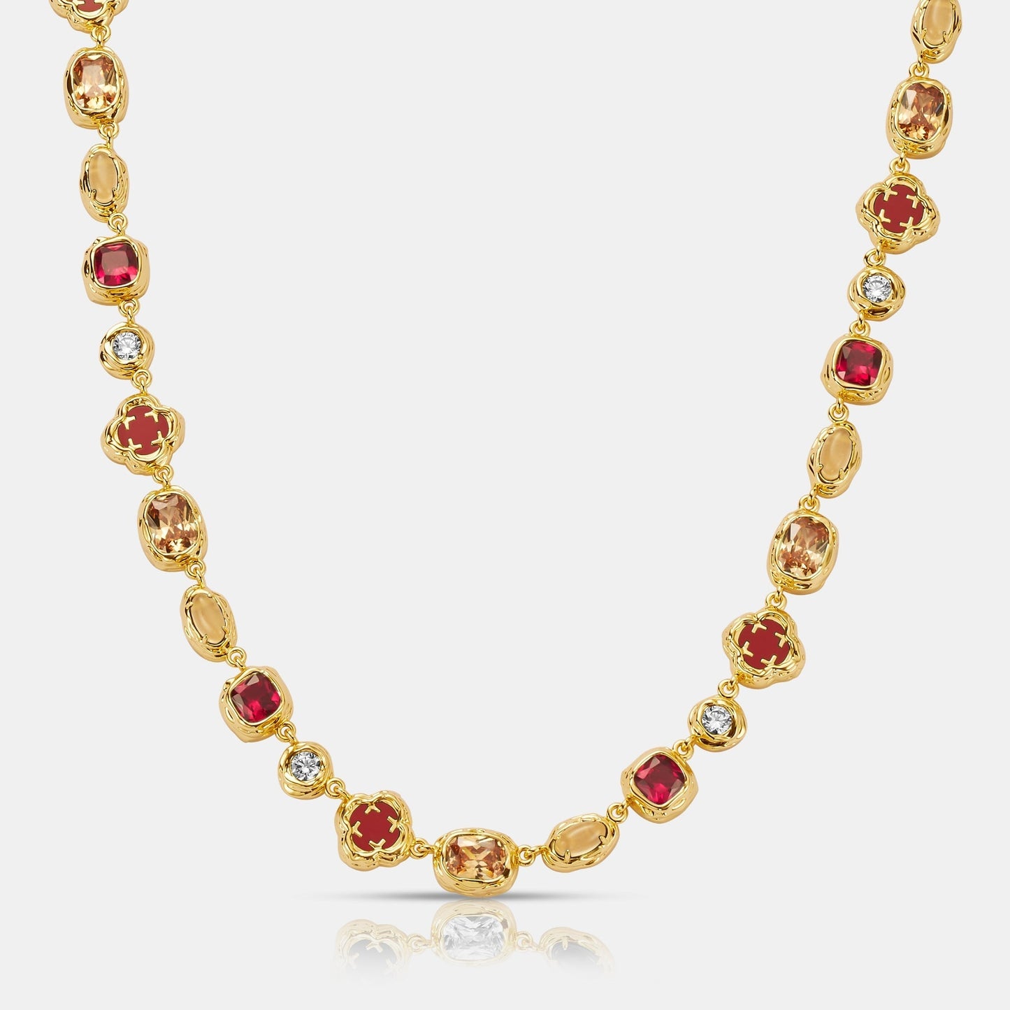 Gold Ruby Gemstone Necklace | Men | Stainless Steel | Melted Design | Gemstone Detail | Steven & Levon