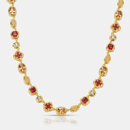 Gold Ruby Gemstone Necklace | Men | Stainless Steel | Melted Design | Gemstone Detail | Steven & Levon