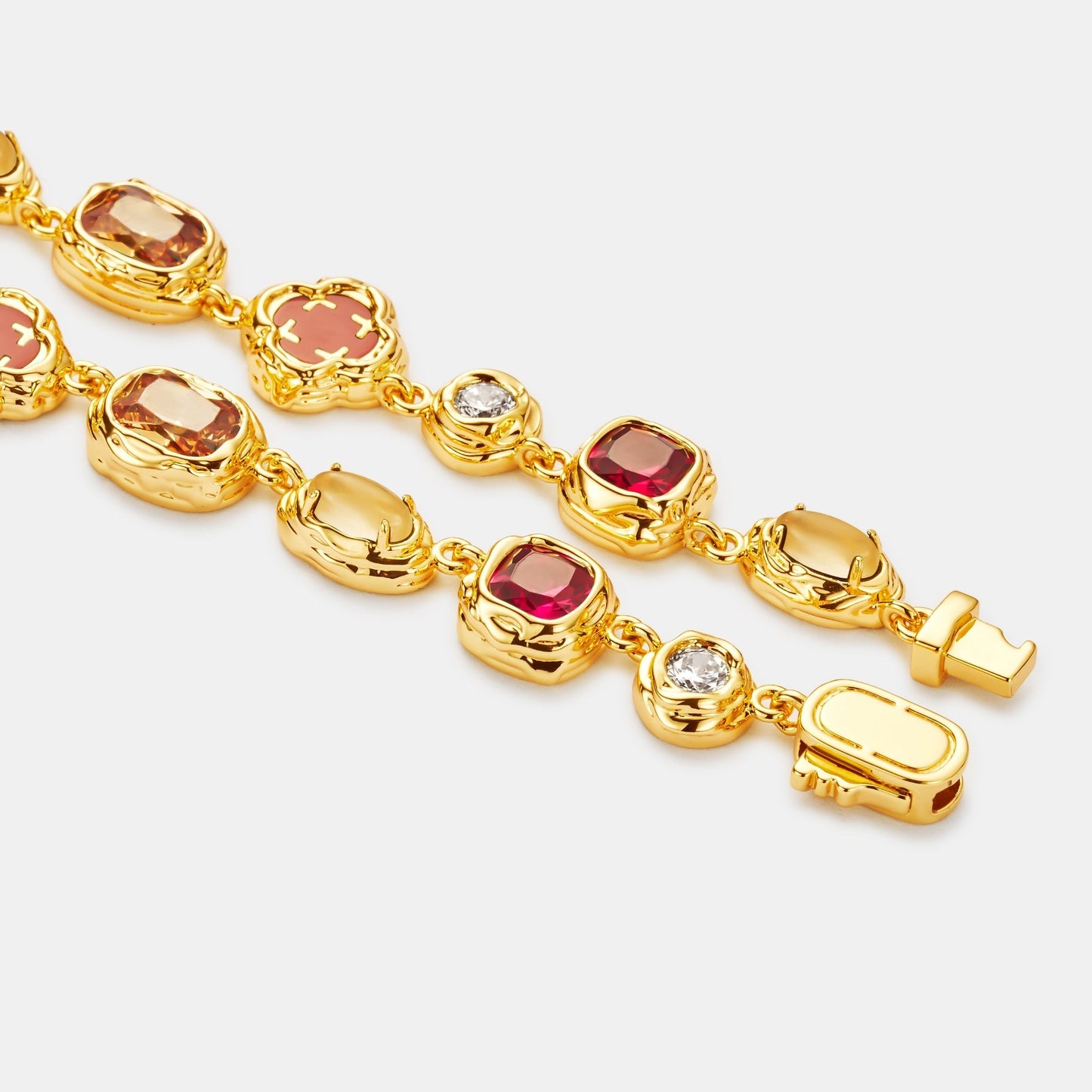 Gold Ruby Gemstone Necklace | Men | Stainless Steel | Melted Design | Gemstone Detail | Steven & Levon