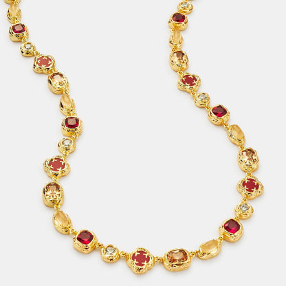 Gold Ruby Gemstone Necklace | Men | Stainless Steel | Melted Design | Gemstone Detail | Steven & Levon