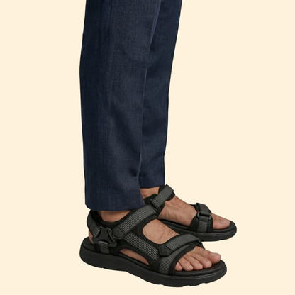 Men’s Leather Open Toe Sandals | Men |Non-Slip Rubber Sole & Adjustable Strap | Steven & Levon