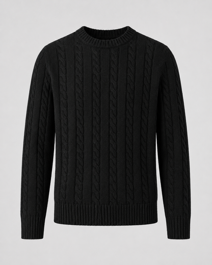 Men's Cable Knit Crew Neck Sweater | Long Sleeve | Soft Knit | Regular Fit | Smart Casual | Steven & Levon