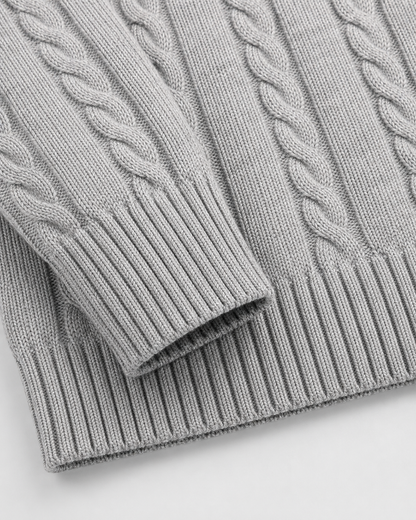 Men's Cable Knit Crew Neck Sweater | Long Sleeve | Soft Knit | Regular Fit | Smart Casual | Steven & Levon