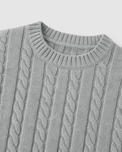 Men's Cable Knit Crew Neck Sweater | Long Sleeve | Soft Knit | Regular Fit | Smart Casual | Steven & Levon