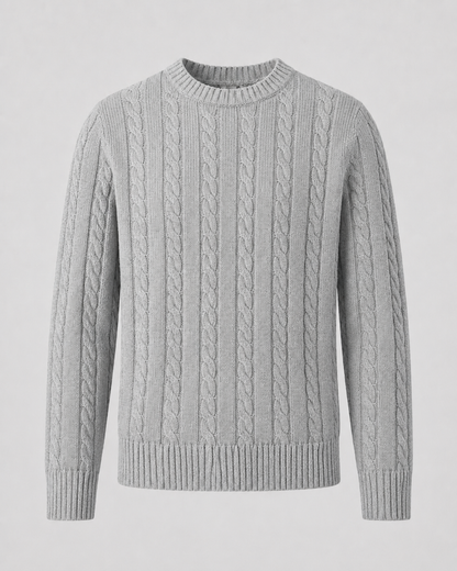 Men's Cable Knit Crew Neck Sweater | Long Sleeve | Soft Knit | Regular Fit | Smart Casual | Steven & Levon