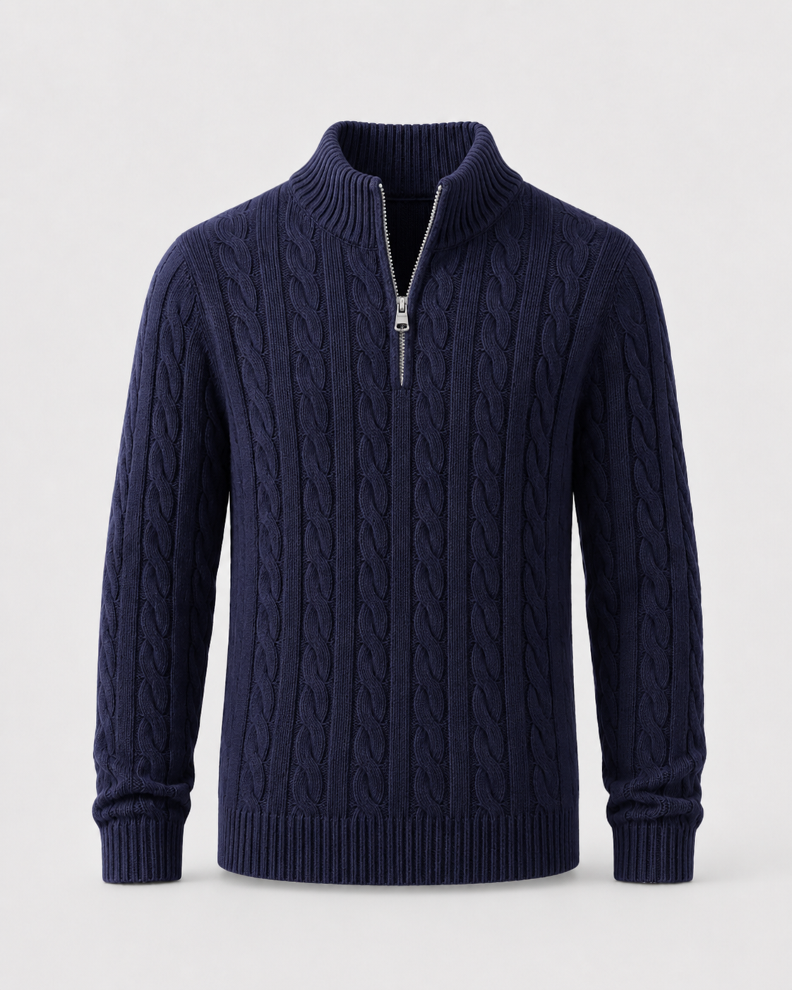 Men's Cable Knit Quarter Zip Sweater | Mock Neck | Long Sleeve | Warm Knit | Steven & Levon