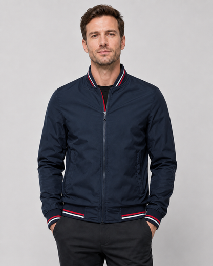 Men's Classic Bomber Jacket | Ribbed Trim | Zip Front | Lightweight | Smart Casual | Steven & Levon