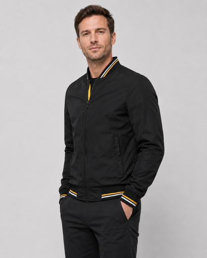 Men's Classic Bomber Jacket | Ribbed Trim | Zip Front | Lightweight | Smart Casual | Steven & Levon