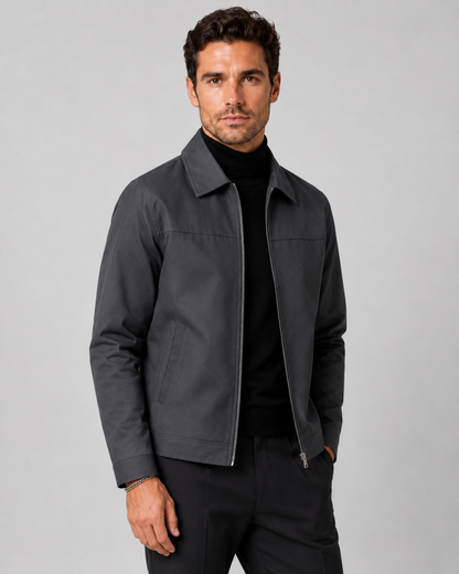 Men's Classic Harrington Jacket | Zip Front | Stand Collar | Lightweight | Smart Casual | Steven & Levon