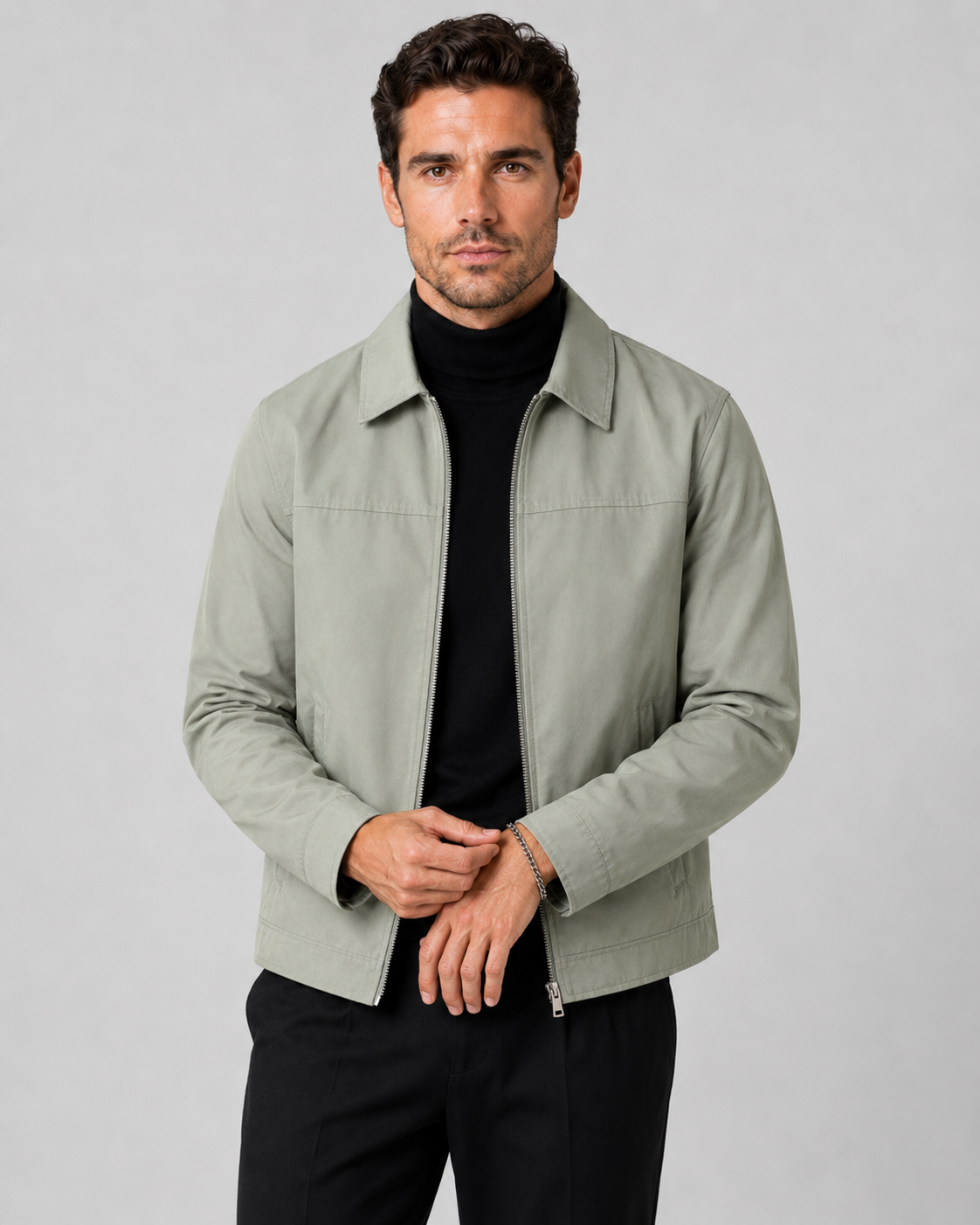 Men's Classic Harrington Jacket | Zip Front | Stand Collar | Lightweight | Smart Casual | Steven & Levon
