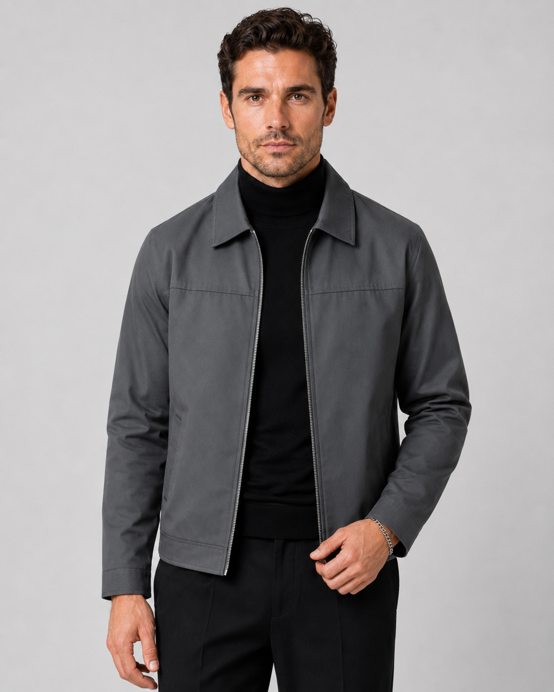 Men's Classic Harrington Jacket | Zip Front | Stand Collar | Lightweight | Smart Casual | Steven & Levon