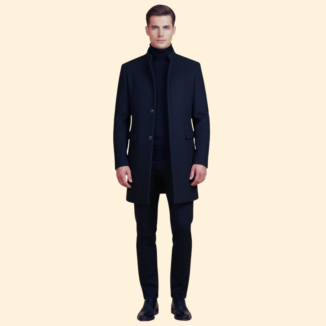 Men's Streamlined Fit Coat | Tailored Silhouette | Smart Casual Overcoat | Steven & Levon