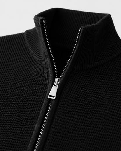 Men's Full Zip Knit Cardigan | Stand Collar | Soft Knit | Long Sleeve | Smart Casual | Steven & Levon