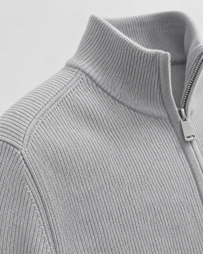 Men's Full Zip Knit Cardigan | Stand Collar | Soft Knit | Long Sleeve | Smart Casual | Steven & Levon
