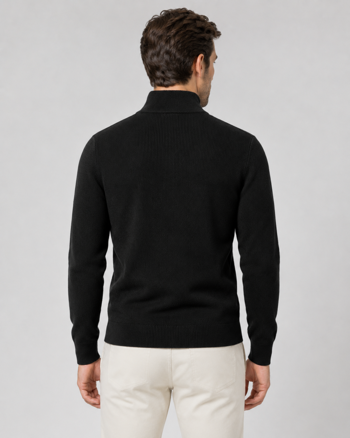 Men's Full Zip Knit Cardigan | Stand Collar | Soft Knit | Long Sleeve | Smart Casual | Steven & Levon