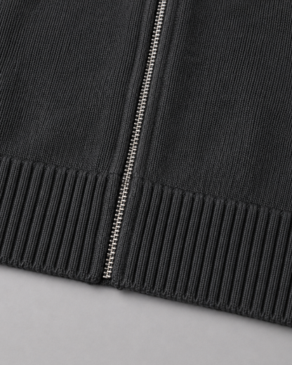Men's Full Zip Knit Cardigan | Stand Collar | Soft Knit Sweater | Long Sleeve | Smart Casual | Steven & Levon