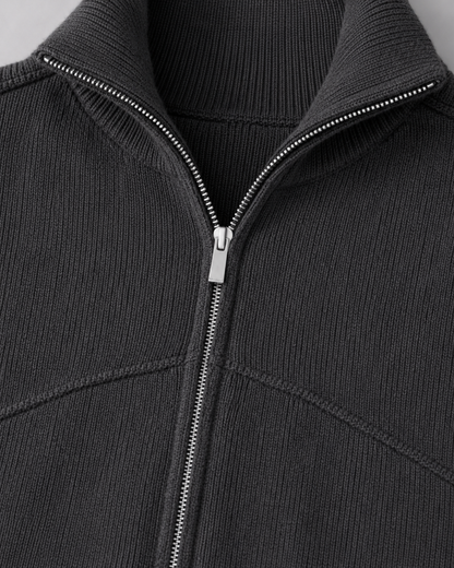 Men's Full Zip Knit Cardigan | Stand Collar | Soft Knit Sweater | Long Sleeve | Smart Casual | Steven & Levon