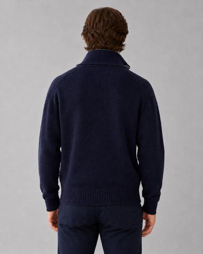 Men's Full Zip Knit Cardigan | Stand Collar | Soft Knit Sweater | Long Sleeve | Smart Casual | Steven & Levon