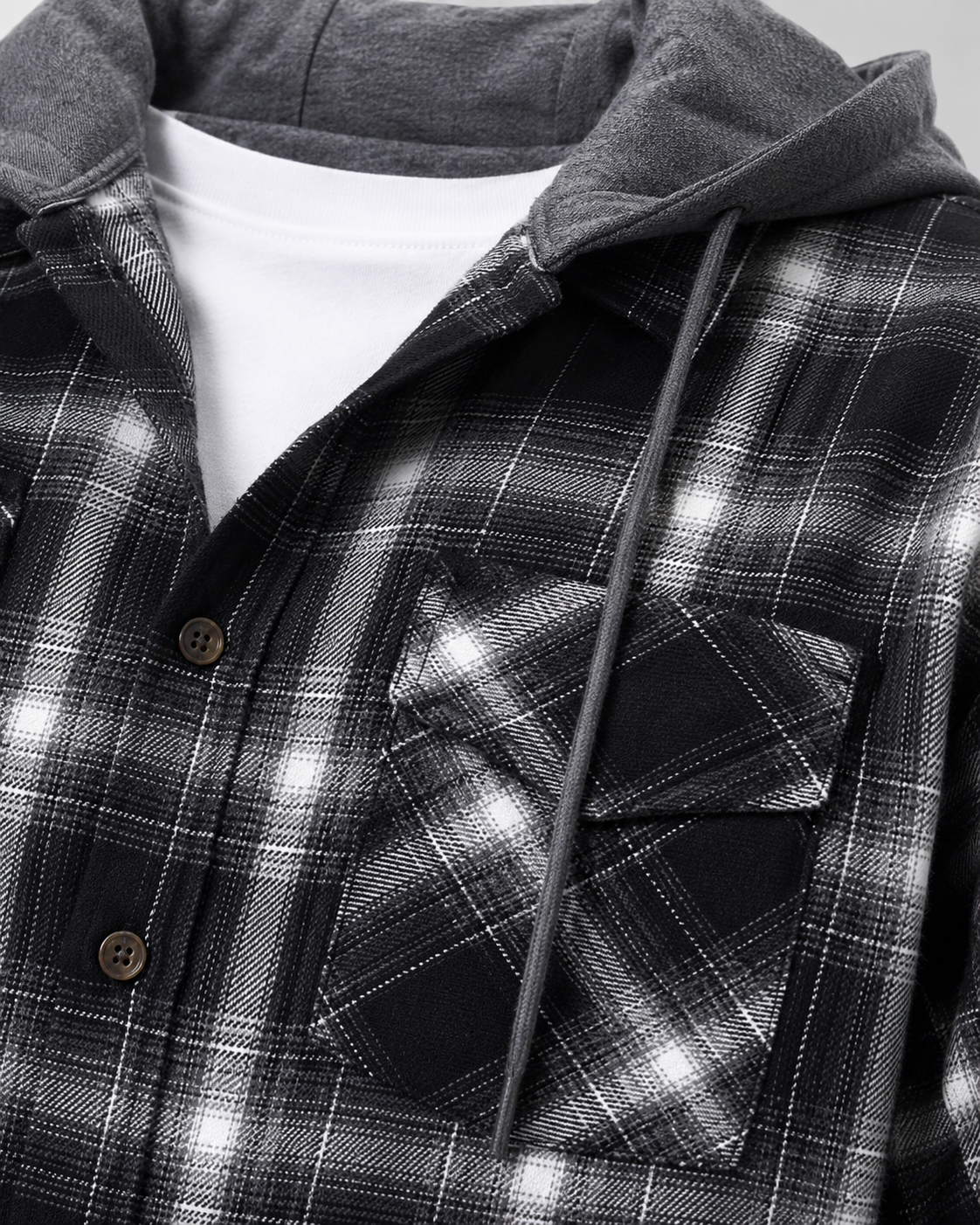 Men's Hooded Check Overshirt | Relaxed Fit | Button Up Shirt Jacket | Casual Layer | Steven & Levon