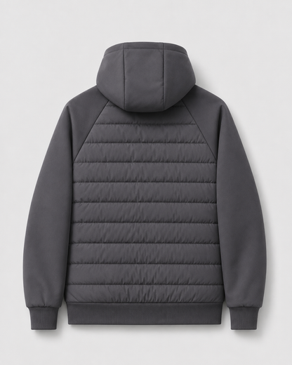 Men's Hybrid Hooded Jacket | Quilted Padded | Zip Front | Lightweight Winter Outerwear | Steven & Levon