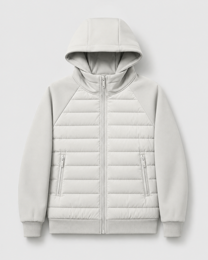 Men's Hybrid Hooded Jacket | Quilted Padded | Zip Front | Lightweight Winter Outerwear | Steven & Levon