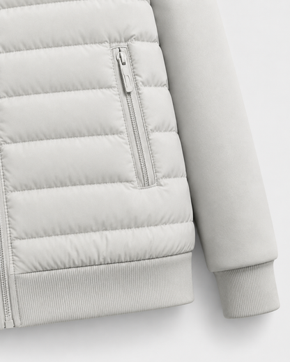 Men's Hybrid Hooded Jacket | Quilted Padded | Zip Front | Lightweight Winter Outerwear | Steven & Levon