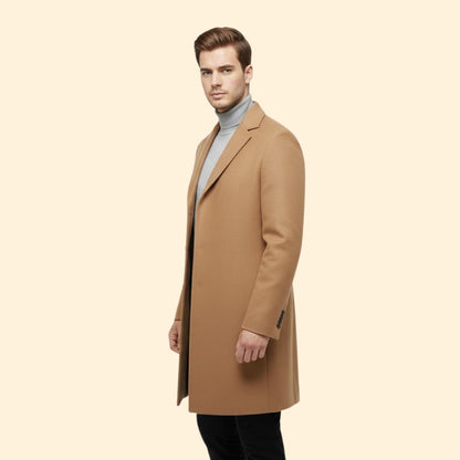 Men's Lapel Button Coat | Tailored Fit | Smart Casual Long Overcoat | Steven & Levon