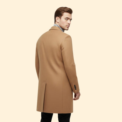Men's Lapel Button Coat | Tailored Fit | Smart Casual Long Overcoat | Steven & Levon