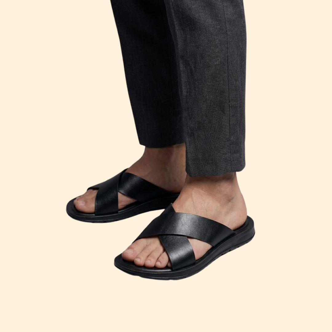Men's Leather Slip-On Sandals | Men's Sandals | Men | Open Toe Casual Comfort | Steven & Levon
