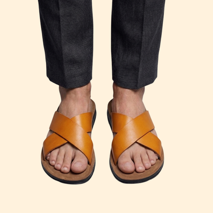 Men's Leather Slip-On Sandals | Men's Sandals | Men | Open Toe Casual Comfort | Steven & Levon