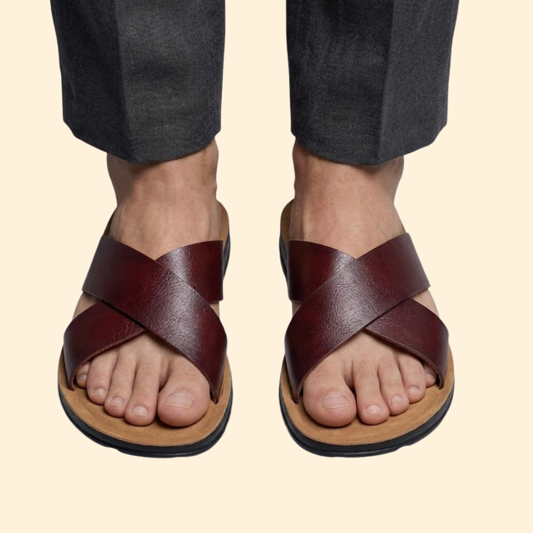 Men's Leather Slip-On Sandals | Men's Sandals | Men | Open Toe Casual Comfort | Steven & Levon