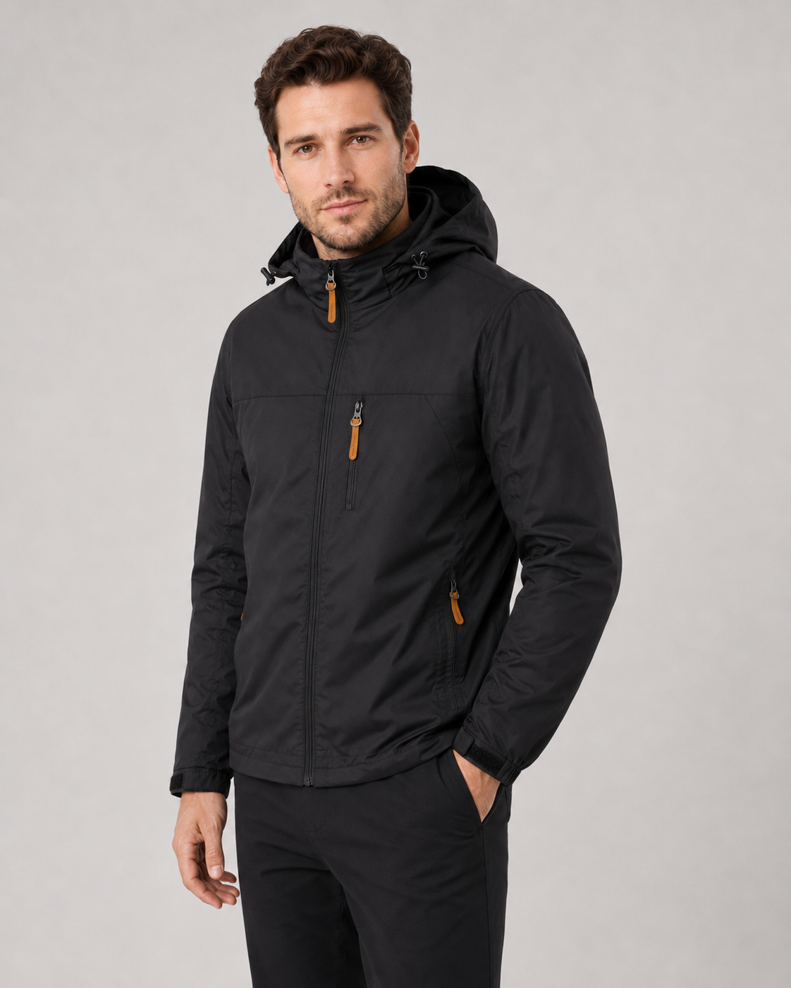 Men's Hooded Windbreaker Jacket | Lightweight | Zip Front | Water Resistant | Outdoor Outerwear | Steven & Levon