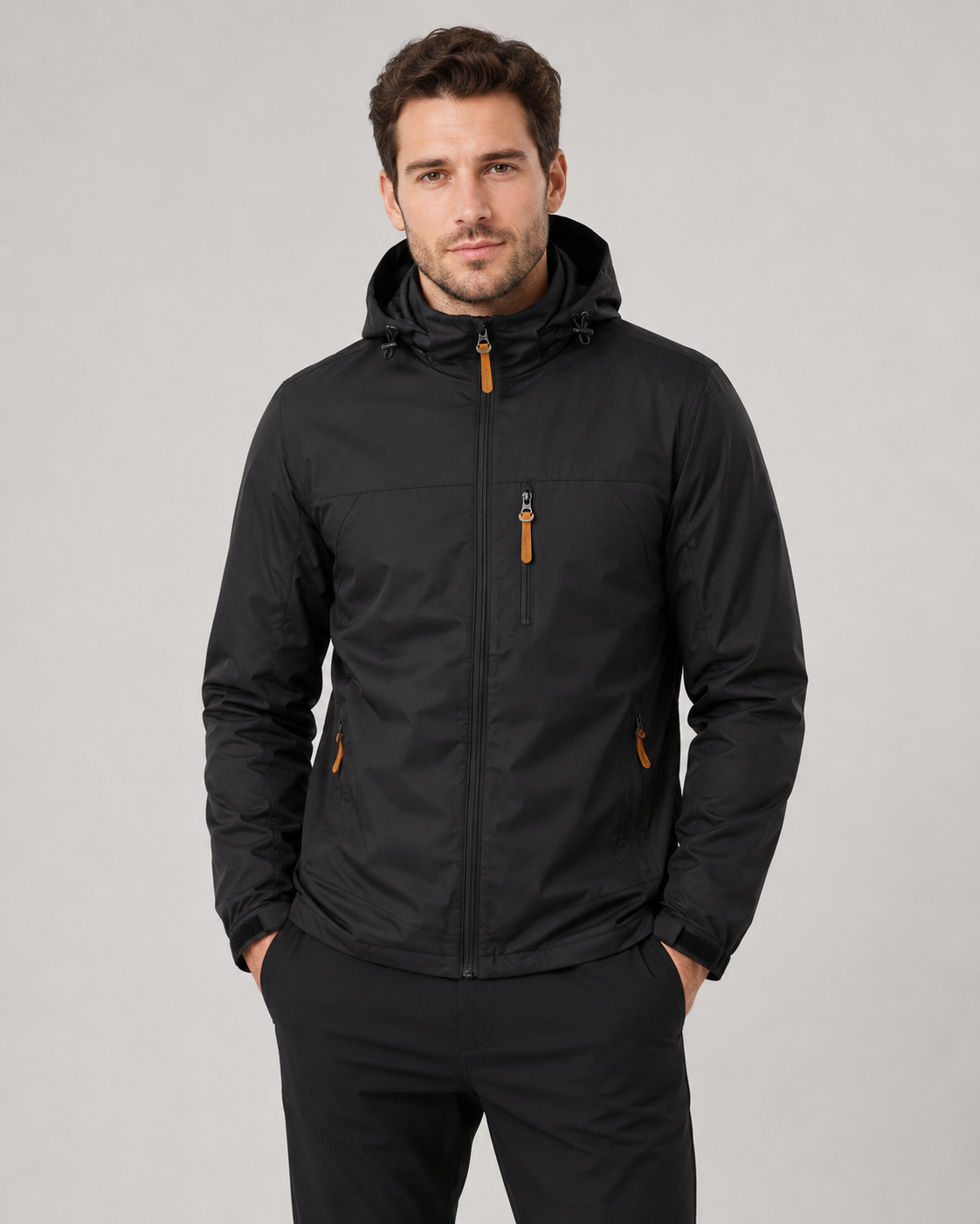 Men's Hooded Windbreaker Jacket | Lightweight | Zip Front | Water Resistant | Outdoor Outerwear | Steven & Levon